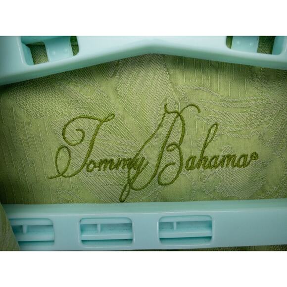 Tommy Bahama Shirt Mens XL Green Silk Jacquard Floral Print Aloha Beach Hawaiian - Picture 3 of 8